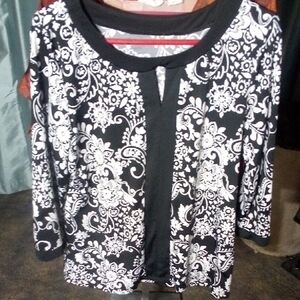 Elegant Black and White Floral Women's Top